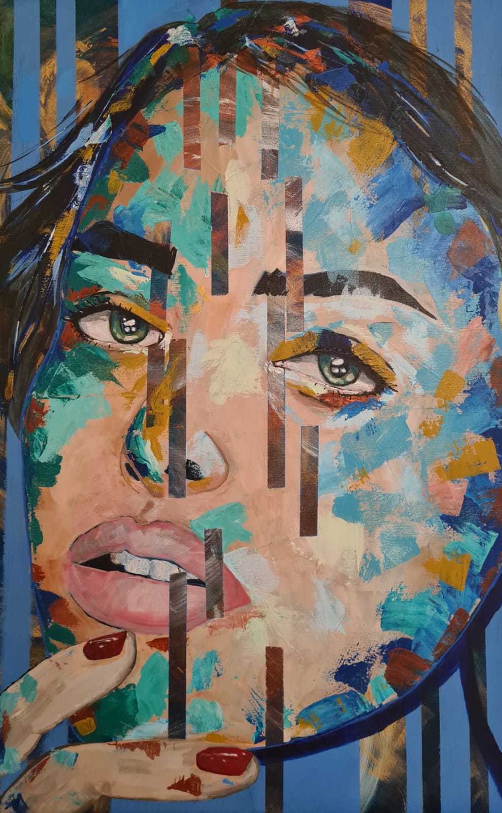 Cailin Esterhuizen beside her artwork at the festival.